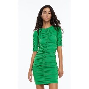 h&m green dress bodycon Women's Olive green V-neck bodycon dress